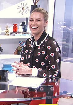 Morgan's black floral sheer blouse on E! News Daily Pop