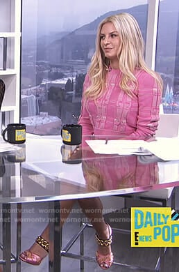 Morgan's pink cropped sweater on E! News Daily Pop