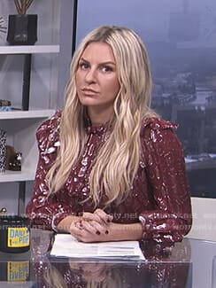 Morgan's red metallic ruffled top on E! News Daily Pop
