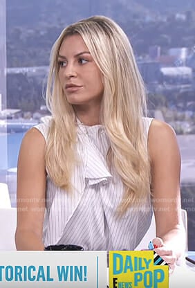 Morgan's white pinstripe sleeveless top on E! News Daily Pop