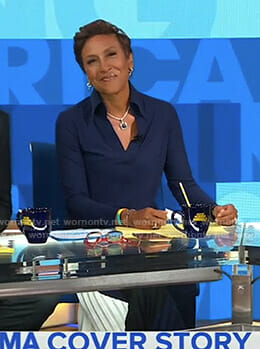 Robin's colorblock pleated skirt on Good Morning America