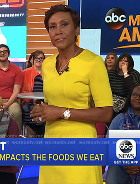 Robin's yellow v-neck dress on Good Morning America