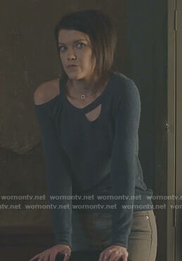 Sage's blue cutout top on The Gifted