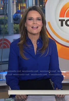 Savannah's blue ruched cuff blouse on Today