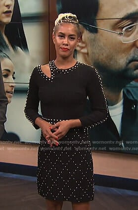 Sibley's black studded cutout dress on E! News