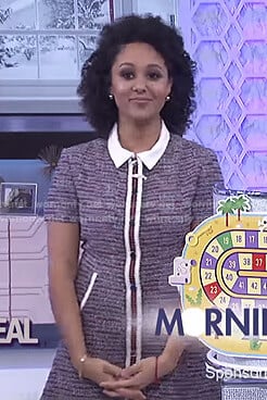 Tamera's tweed dress with buttons on The Real