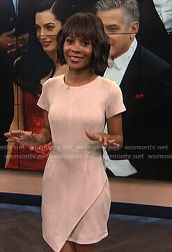 Zuri's pink short sleeve suede dress on E! News