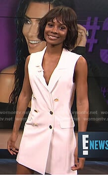 Zuri's white sleeveless blazer dress on E! News