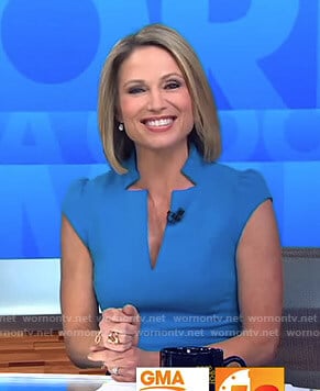 Amy's blue v-neck dress on Good Morning America
