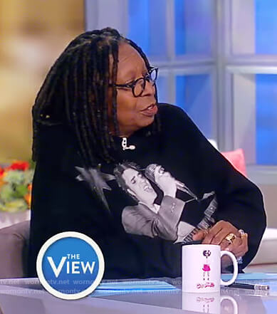 Whoopi's black oversized elvis dress on The View
