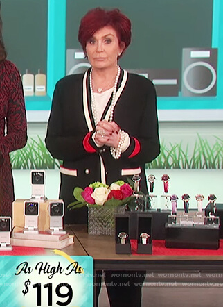 Sharon's black stripe cuff jacket on The Talk