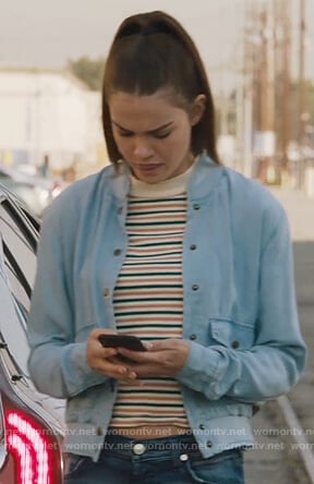 Callie's blue denim bomber jacket on The Fosters