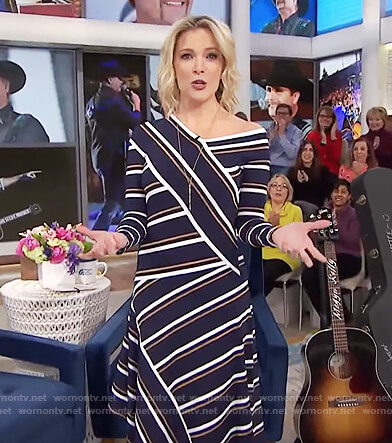 Megyn's blue asymmetric striped dress on Megyn Kelly Today