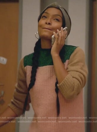 Zoey's colorblock sweater on Grown-ish