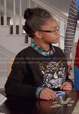 Diane's embellished cat sweatshirt on Black-ish