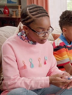 Diane's pink 'BOOM' sweatshirt with tassels on Black-ish