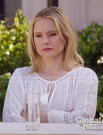 Eleanor's white peasant top on The Good Place