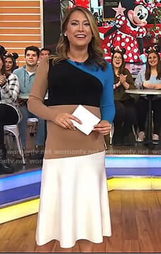 Ginger's colorblock long sleeve dress on Good Morning America