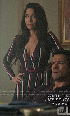 Hermione's striped wrap dress on Riverdale