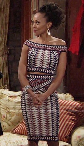 Hilary's triangle print crop top and skirt on The Young and the Restless
