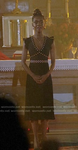 Josie's black studded midi dress on Riverdale