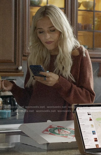 Maddie's sweater with cutouts on Nashville