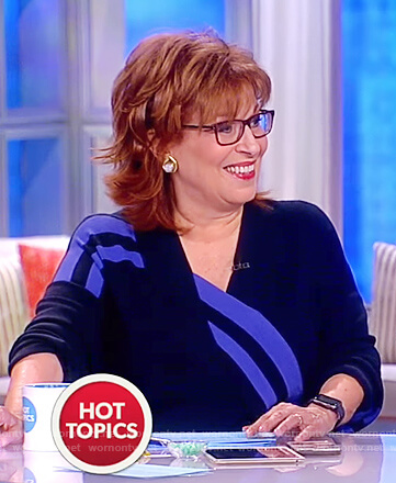 Joy's blue stripe v-neck sweater on The View