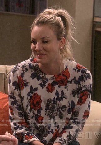 Penny's rose print sweater on The Big Bang Theory