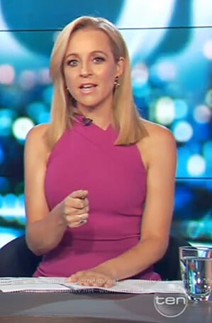 Carrie's pink sleeveless dress on The Project