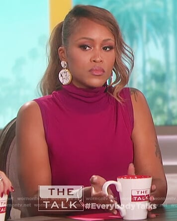Eve's pink sleeveless turtleneck top on The Talk