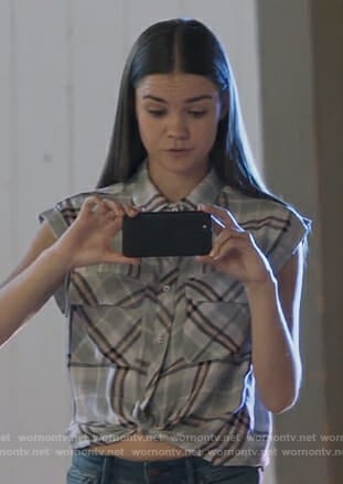 Callie's gray plaid tie front top on The Fosters