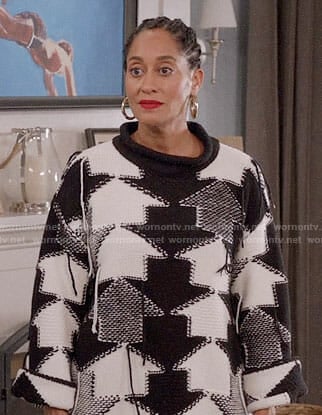 Rainbow's black and white arrow sweater on Black-ish