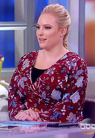 Meghan's maroon floral print wrap dress on The View