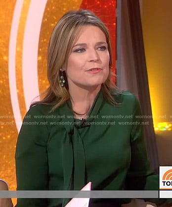 Savannah's green tie neck blouse on Today