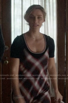 Scarlett's plaid slip dress on Nashville