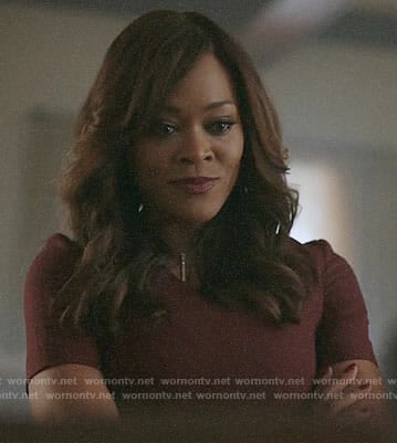 Sierra's red short sleeved dress on Riverdale