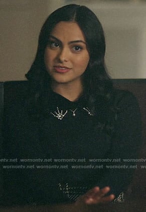 Veronica's black sweater with rhinestone collar on Riverdale