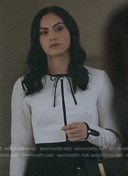 Veronica's black and white long sleeved dress on Riverdale
