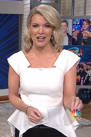 Megyn's white peplum top and stripe pants on Megyn Kelly Today