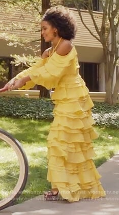 Zoey's yellow Beyonce dress on Grown-ish