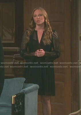 Abigail's black dotted pleated dress on Day of our Lives