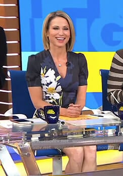 Amy's black floral v-neck dress on Good Morning America