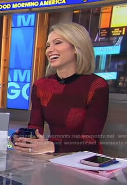 Amy's red and black patchwork dress on Good Morning America
