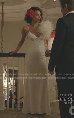 Cristal's white sequin gown on Dynasty