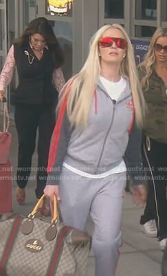 Erika's grey striped zip hoodie on The Real Housewives of Beverly Hills