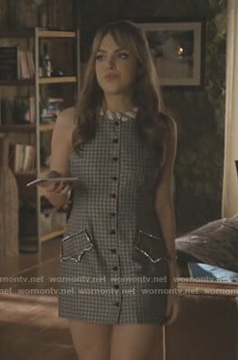 Fallon's gray embellished button front dress on Dynasty