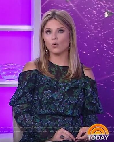 Jenna's black floral cold-shoulder dress on Today