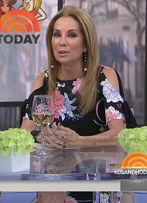 Kathie's black floral slit sleeve dress on Today