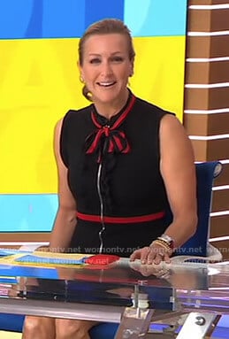 Lara's black zip front tie neck dress on Good Morning America