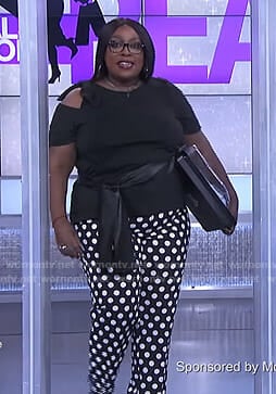 Loni's black top and polka dot pants on The Real